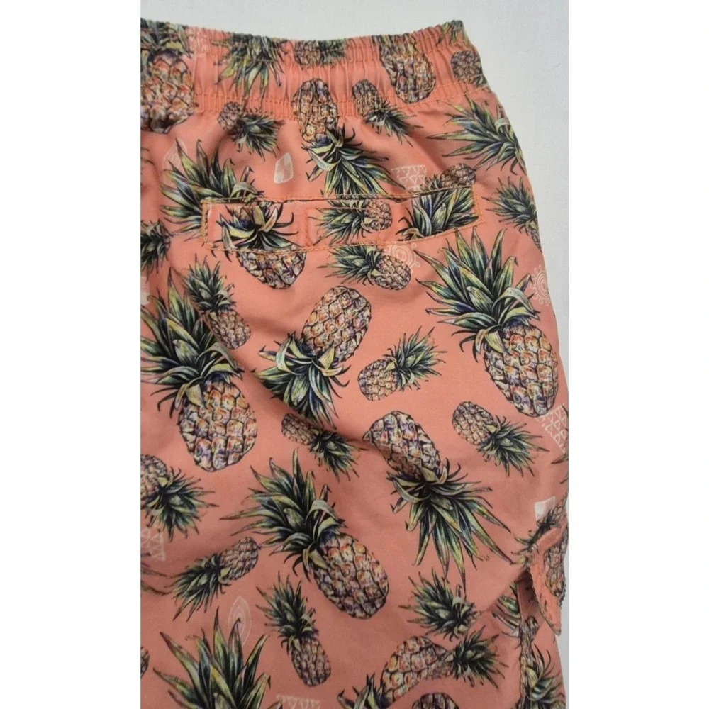 Spicy Tuna Men's Swim Trunks Small pink/green‎ pineapple design drawstring swim